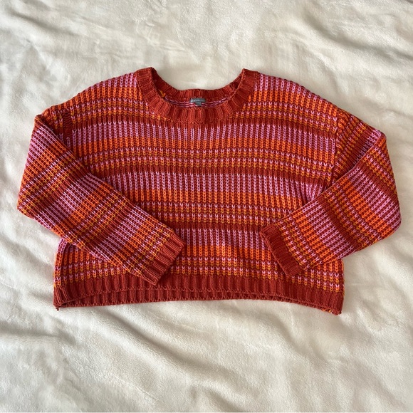 Charlotte Russe Sweaters - Charlotte Russe Sz L Cropped Sweater Orange Purple